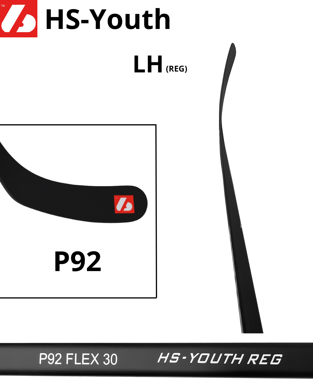 HS-Youth Hockey stick fra karbonfiber