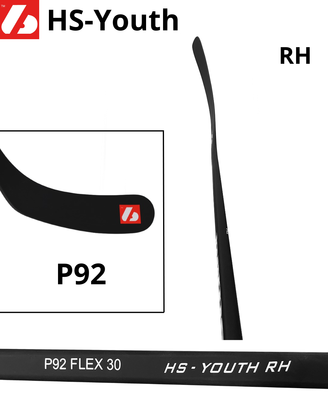 HS-Youth Hockey stick fra karbonfiber