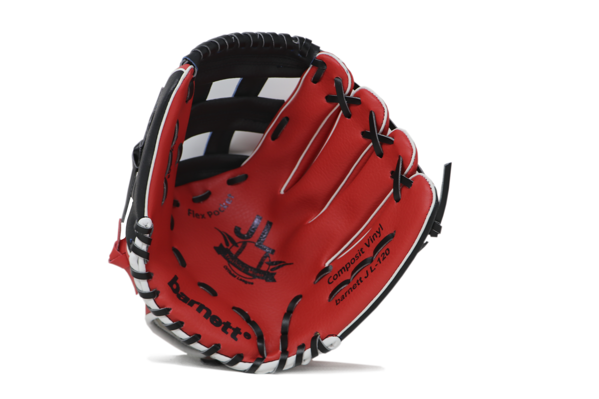 JL-120 baseballhandske, Utfält, polyuretan, storlek 12,5", röd