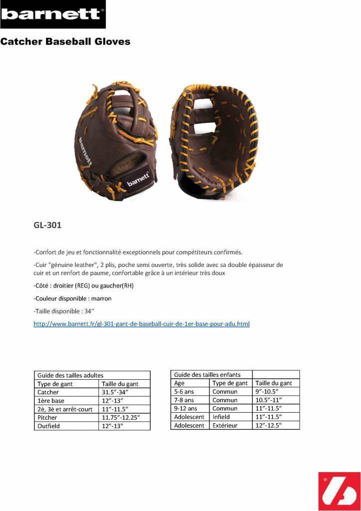 GL-301 baseballhandske First Base (First Base) vuxen, Äkta läder, tävling, Svart