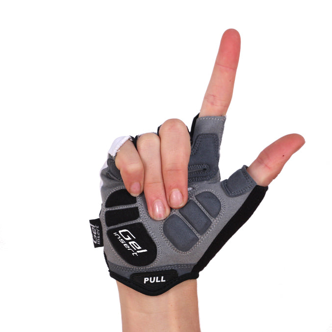 BG-04 Halvfingerhandskar Cykel, Competition, Svart, Vit