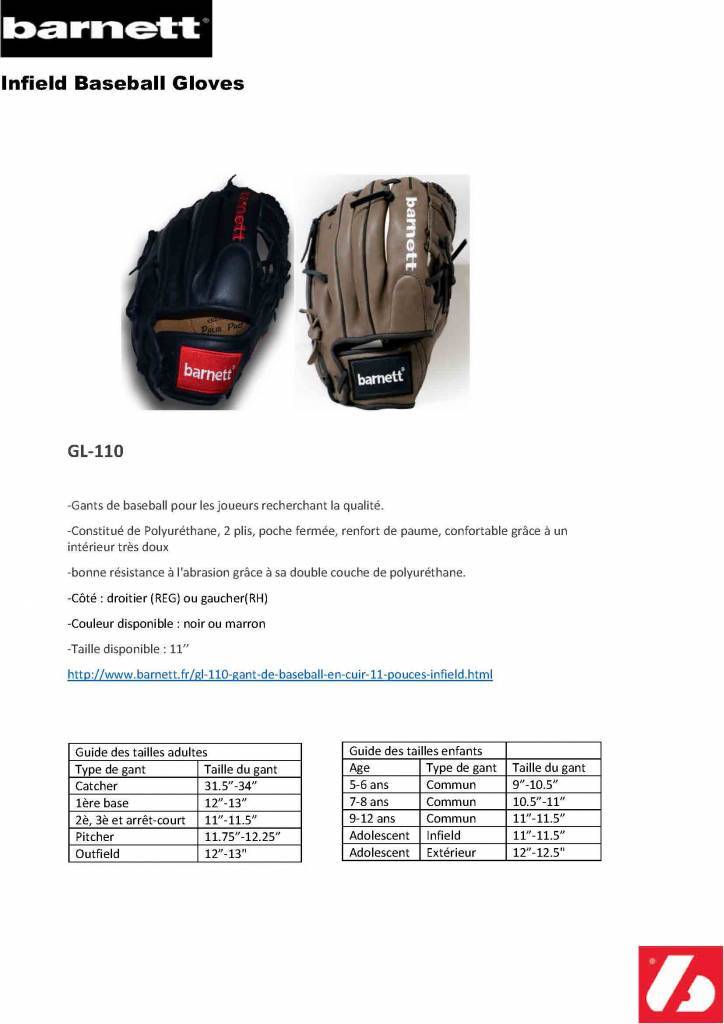 GL-110 Baseboll Handske, Läder, 11 (inch) Infield, svart