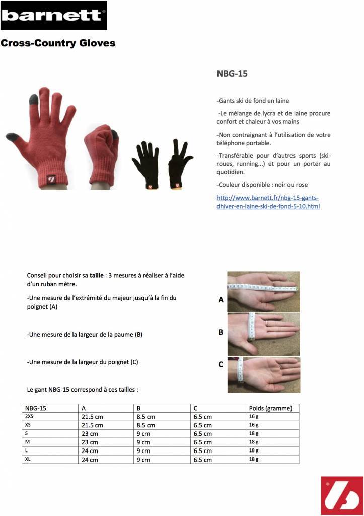 NBG-15 ull vinterhandskar - längdskidåkning-springande -5 ° / -10 °