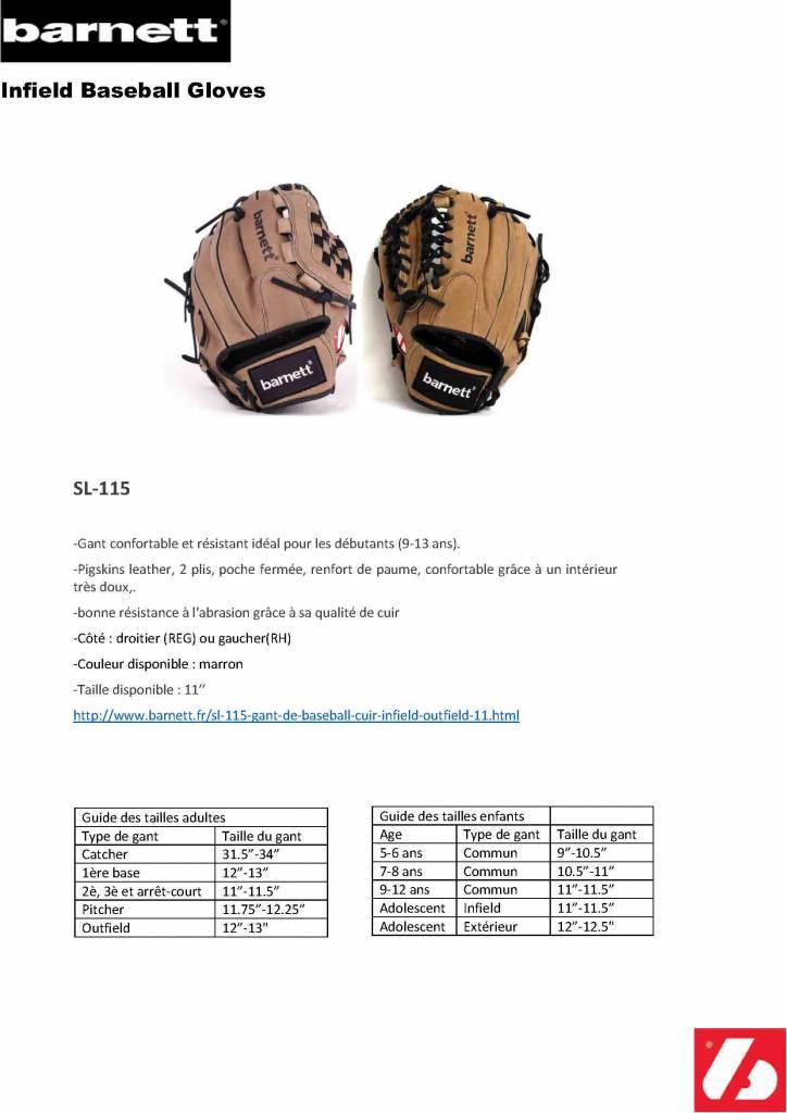 SL-115 Baseboll Handske, Läder, 11,5 (inch) infield