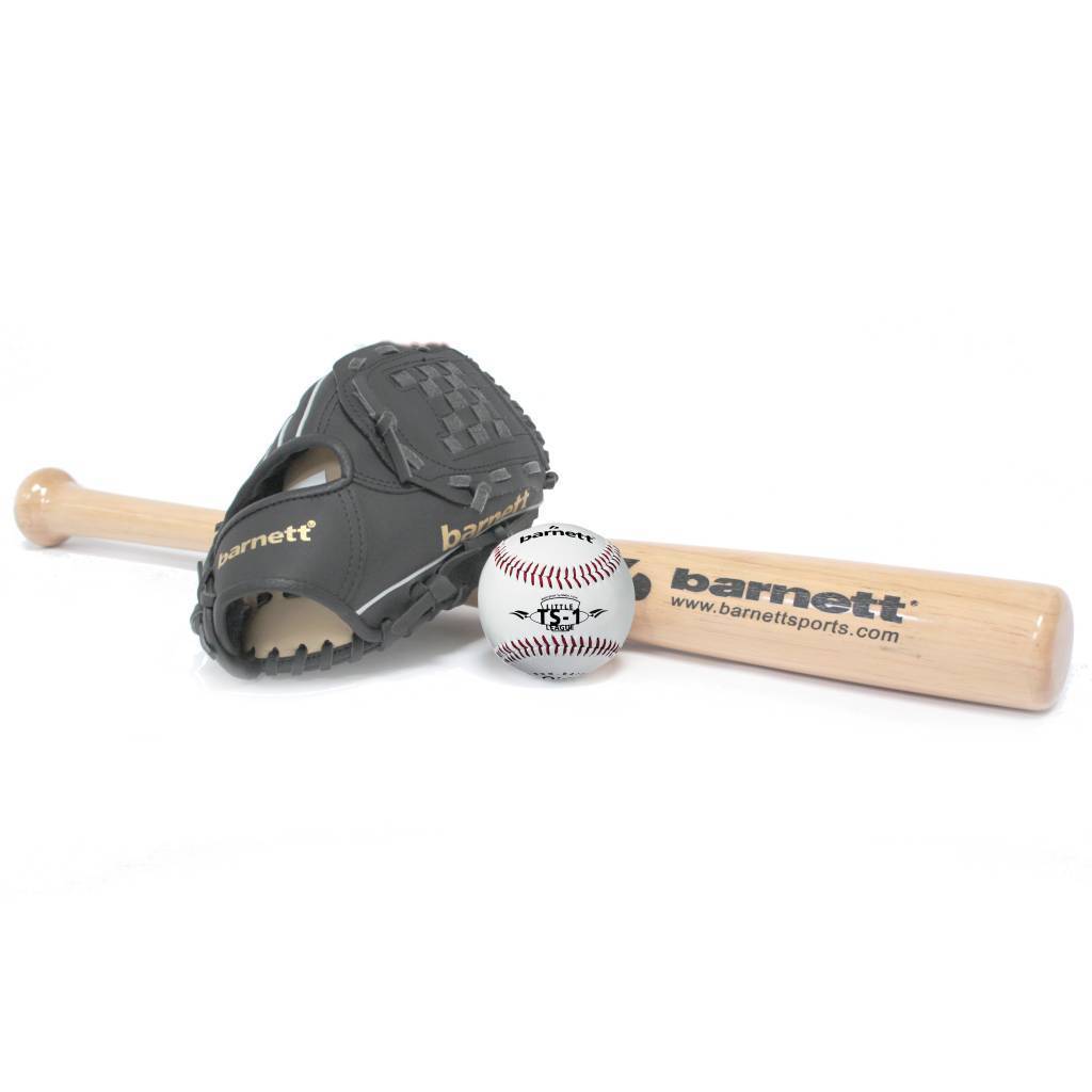 BGBW-1 Set Baseboll Trä Senior, Nybörjare - Slagträ, Handske, Boll (BB-W 32", JL-120 12", TS-1 9")