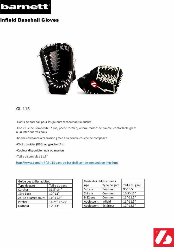 GL-115 Baseboll Handske, Läder, 11,5 (inch) Infield, Svart