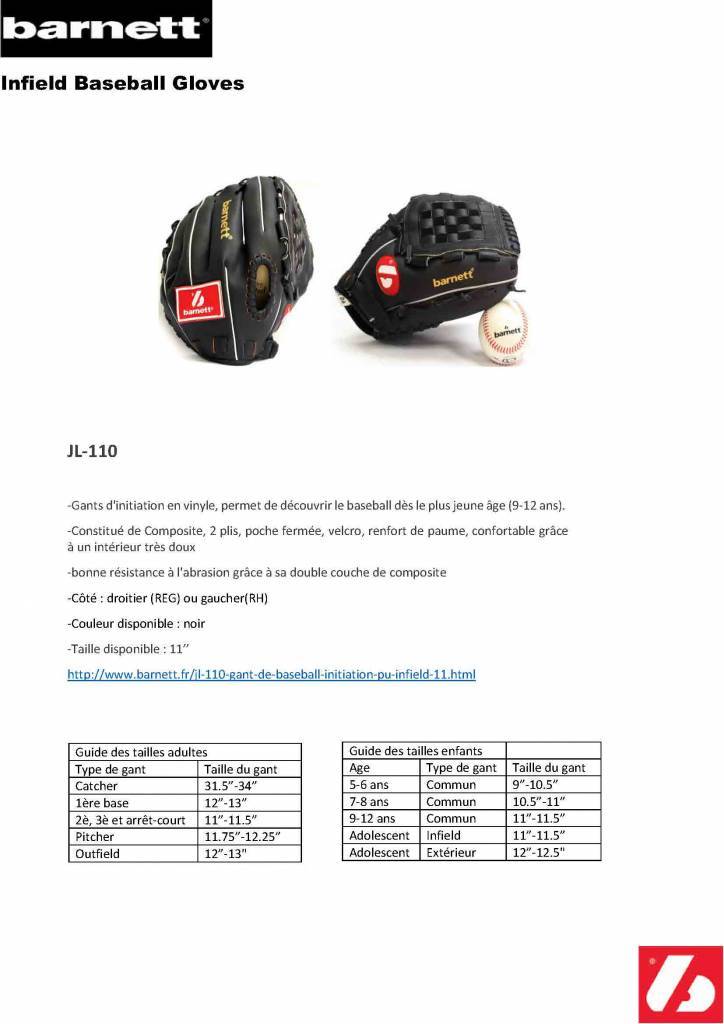 JL-110 Baseboll Handske, Nybörjare, Polyuretan, Infield, 11 (inch)