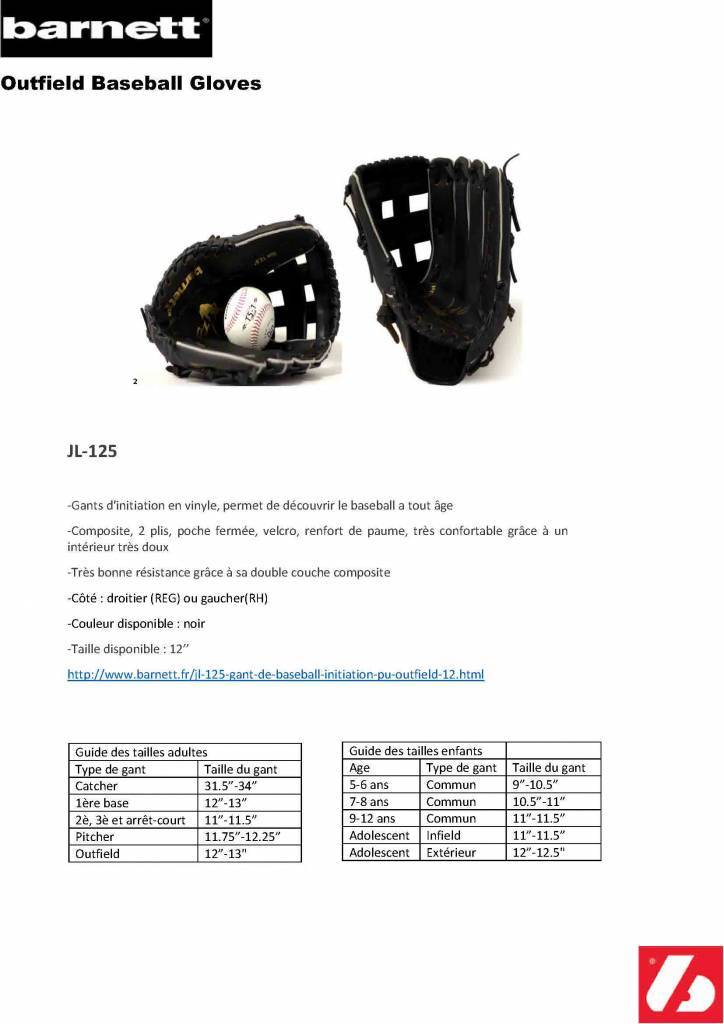 JL-125 Baseboll Handske, Nybörjare, Polyuretan, Infield, 12,5 (inch)